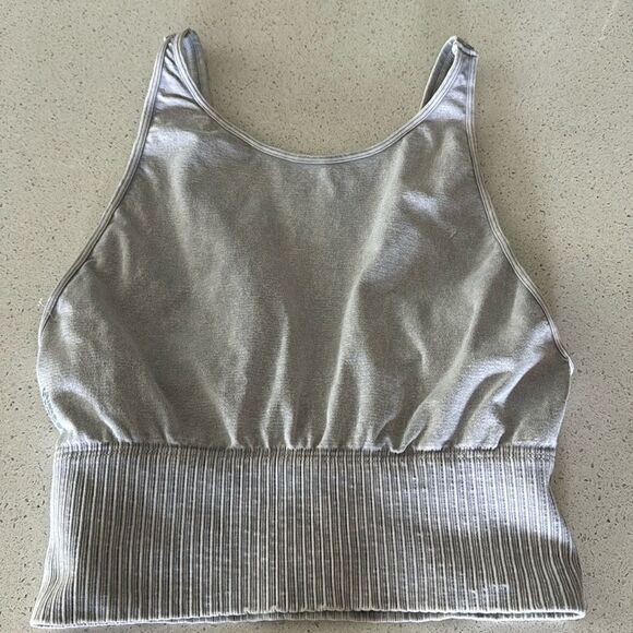 NWOT Free People Good Karma Hi Neck Gray M/L Sports Bra Top Movement Gym - Picture 16 of 16